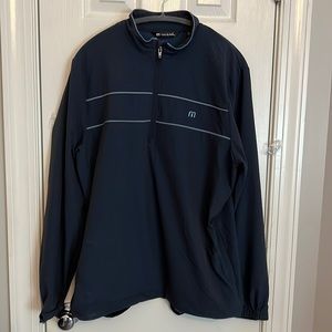 NWOT Travis Mathew quarter zip with pockets men’s large, navy and light blue